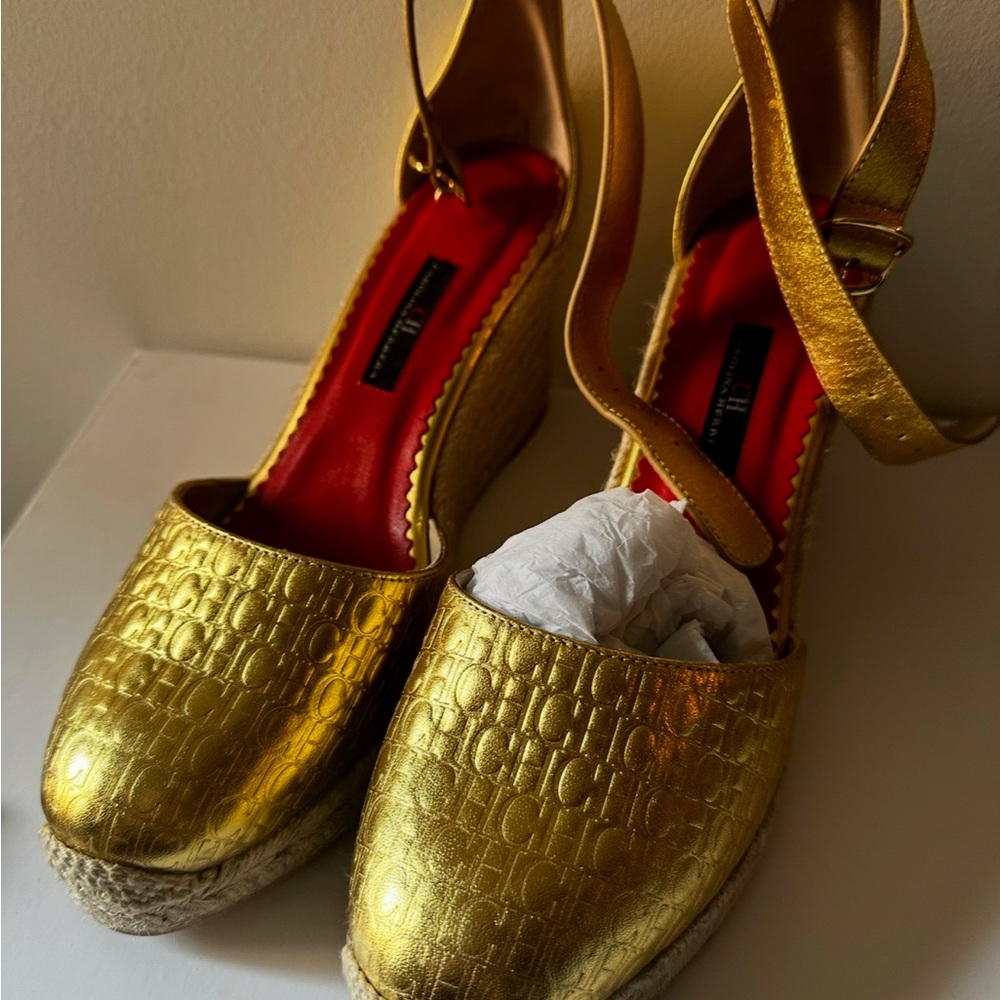Carolina Herrera Gold Espadrille Sandals